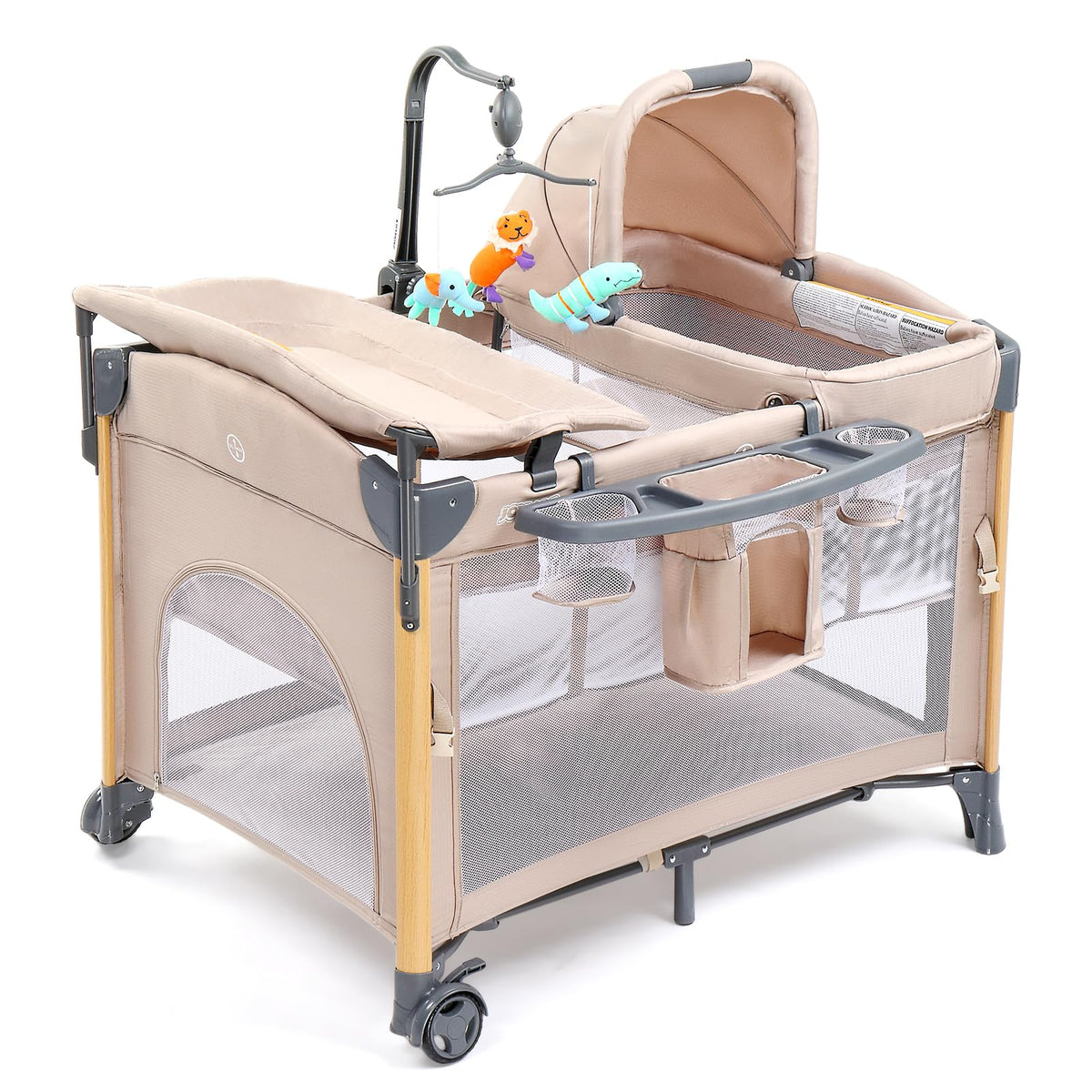 7 in 1 Bedside Bassinet with Changing Table, Storage Shelf, Mattress Y936