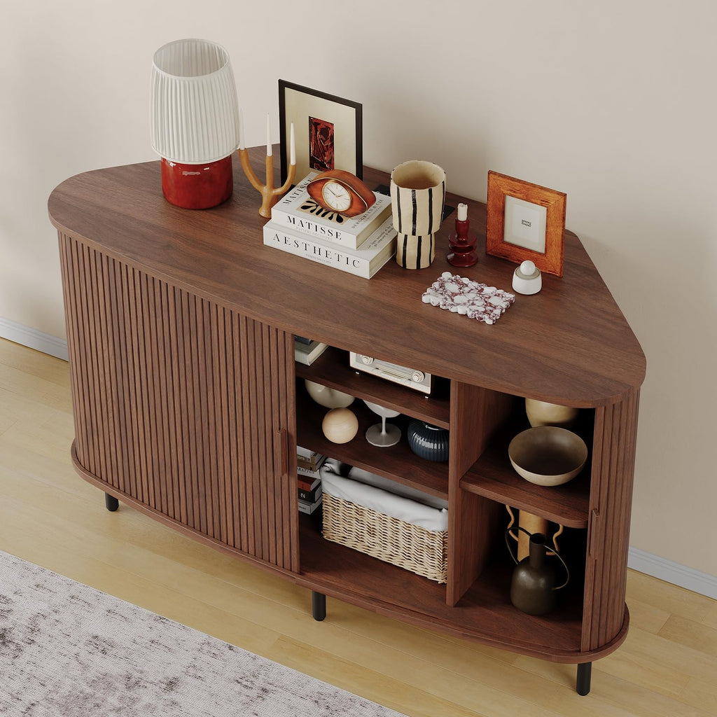 47 Inch Walnut Corner TV Stand V176988