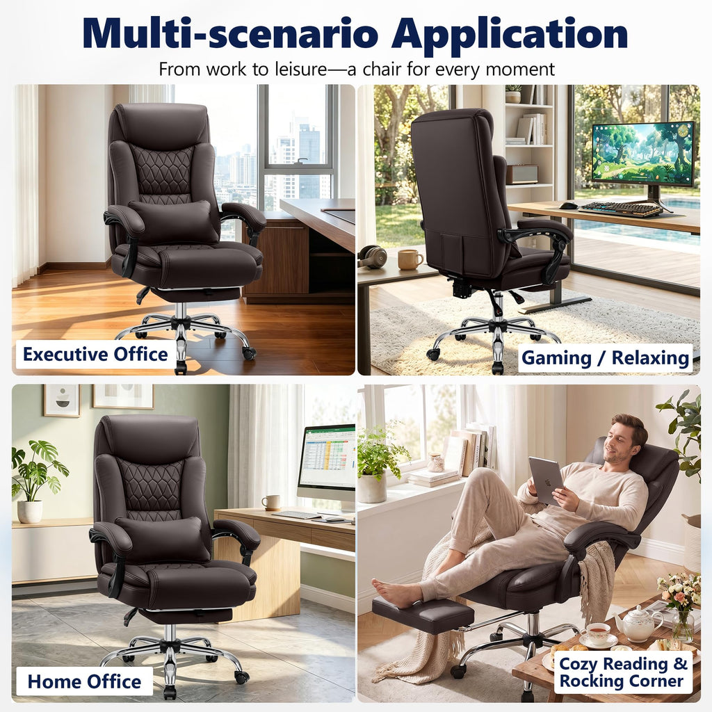Brown PU Leather High Back Ergonomic Executive Office Chair T572027