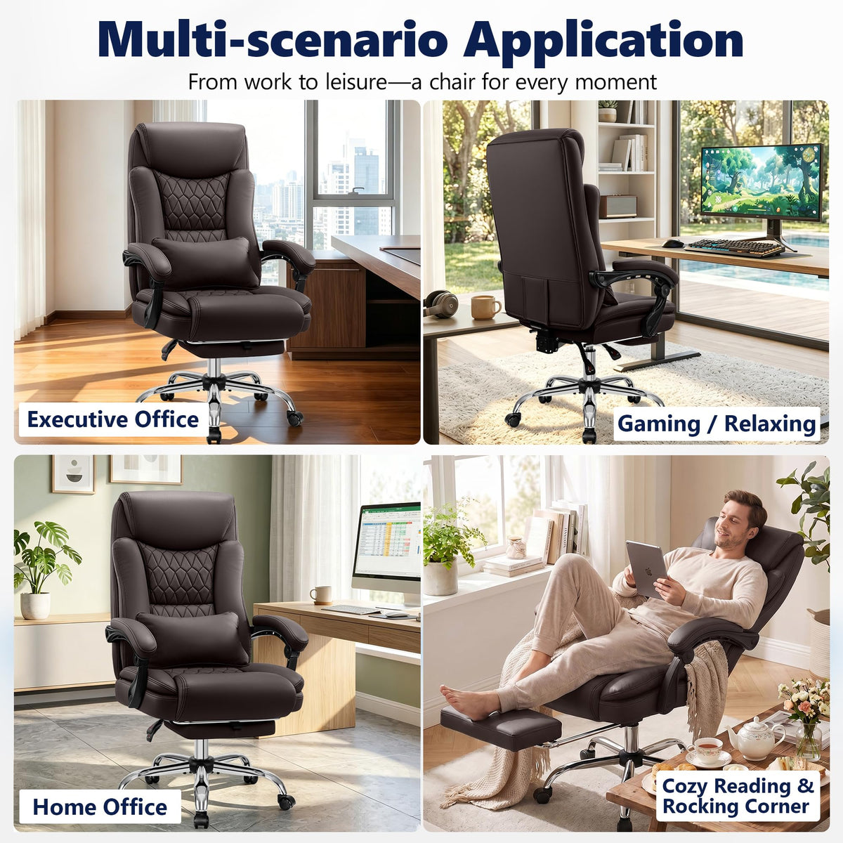 Brown PU Leather High Back Ergonomic Executive Office Chair T572027