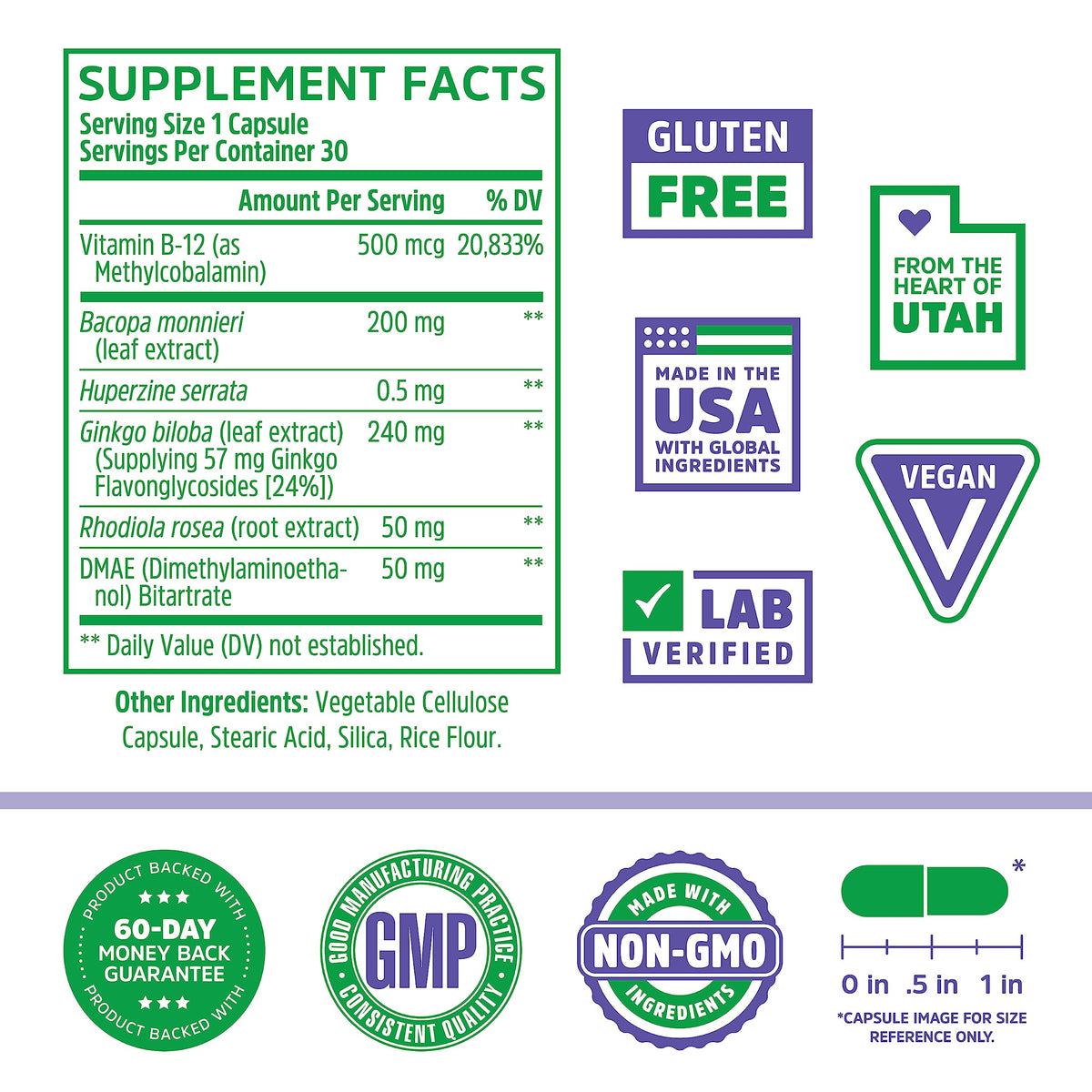 Brain Vitamins 30 Veggie Capsules E931