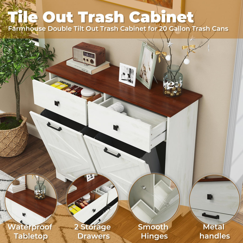 Double Tilt-Out Trash Cabinet for 2x10 Gallon Cans A825