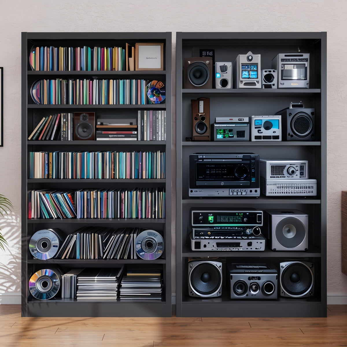 55" Metal Media Storage Cabinet with 6 Adjustable Shelves O184
