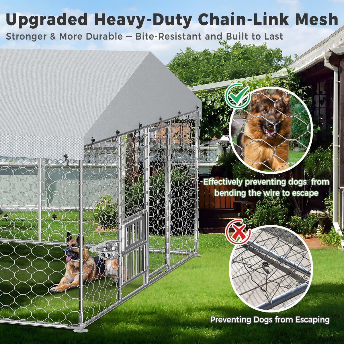 10×20FT Heavy Duty Chain Link Dog Kennel with Roof R188739