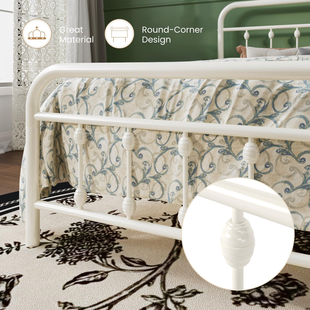 Twin Metal Bed Frame with Victorian Iron-Art Headboard K815