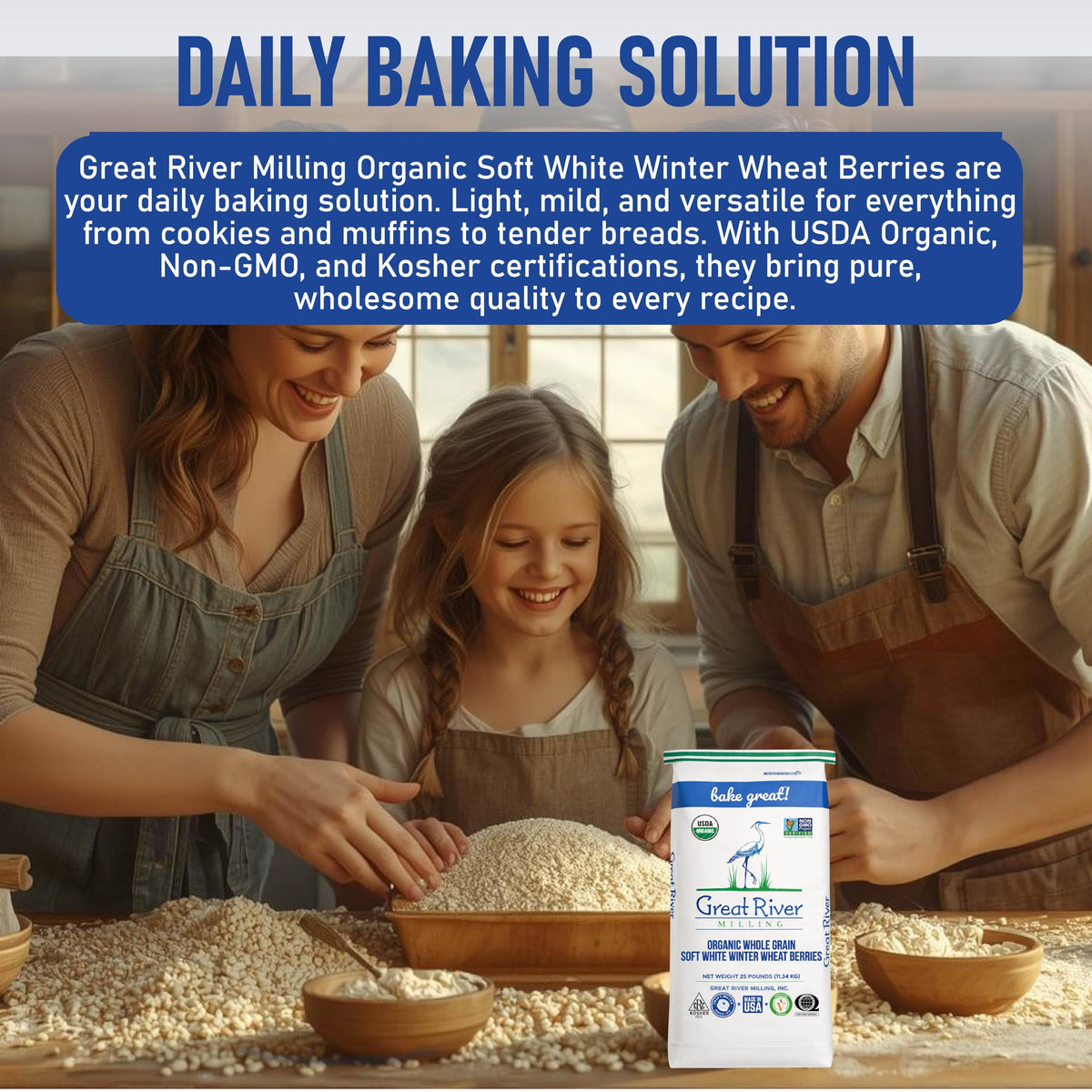 Organic Soft White Wheat Berries 25 lb H8499
