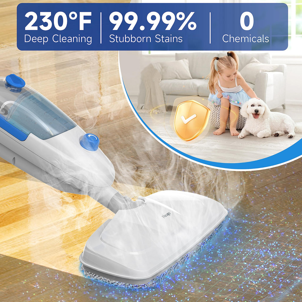 Lightweight Steam Mop with Adjustable Steam Modes, 23ft Cord, 2 Washable Pads O2744