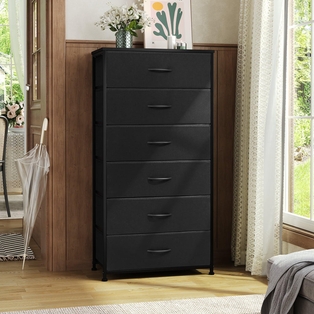 Black 6-Drawer Fabric Dresser T40316